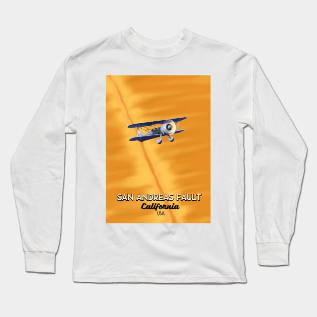 San Andreas Fault travel poster Long Sleeve T-Shirt by nickemporium1